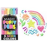 Ooly Magic Puffy Pens, 6 Neon Color Pens with 3D Ink, Create 3D Art by Adding Heat