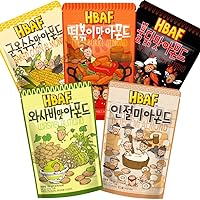 [Official Gilim HBAF] 5 Flavors Almonds Spicy Buldak 190g, Spicy Tteokbboki 190g, Wasabi 190g, Injeolmi Chocolate 190g, Baked Corn 190g, Wholesome Korean Seasoned Almond Snack Gift Mix Party Pack