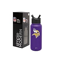 Simple Modern Officially Licensed NFL Water Bottle with Straw Lid Insulated Stainless Steel Thermos Gift | Summit Collection | 32oz