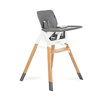 Nibble Wooden Compact High Chair in Light Grey | Light Weight | Portable |Removable seat Cover I Adjustable Tray I Baby and Toddler