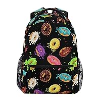 ALAZA Macaron Donuts Black Travel Laptop Backpack Durable College School Backpack
