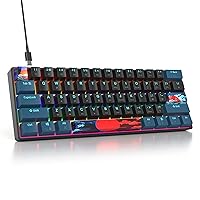 Protable 60% Percent Gaming Keyboard Mechanical, Mini Compact RGB Backlit 61 Keys Wired Office Keyboard with Red Switch for Mac/Win (Monstor Black/red Switch 61)