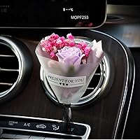 Rose Dried Flower Bouquet - Car Accessories - Vent Clip Scent Diffuser - Perfume Decoration -Gifts,Cute Car Diffuser Creative Car Perfume Decoration Aromatherapy Ornament (Purple)