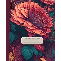 Wild flowers Composition Notebook: Vintage Aesthetic Floral Illustration #4 version (Vivid colors): Wide Ruled Blank Lined Flower Journal With a ... Perfect For Kids, Teens, Adults and Students