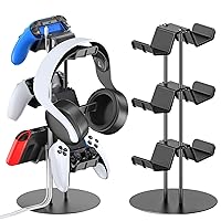Kytok Controller Stand 3 Tiers with Cable Organizer for Desk, Universal Controller Display Stand Compatible with Xbox PS5 PS4 Nintendo Switch, Headset Holder & Desk Mounts for 6 Packs Controller