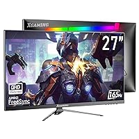 27 inch Gaming Monitor - QHD 2K 165Hz, 2560 * 1440P, 1ms, FreeSync, 98% sRGB HDR Display, HDMI DisplayPort Built-in Speakers, Eye Care Frameless PC Monitor, IPS Wide Screen with Rainbow Lights