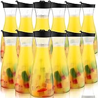 12 Pcs Water Carafe with Flip Top Lid 34 oz Plastic Carafe with Black Lid Clear Plastic Water or Juice Beverage Pitcher Beverage Pitcher Jug for Restaurant Party School Bar Juice Milk Coffee