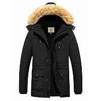 WenVen Men's Winter Coat Warm Parka Jacket with Faux Fur Removable Hood