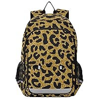 ALAZA Gold Animal Print Golden Glitter Golden Leopard Print Cheetah Jaguar Casual Backpack Travel Daypack Bookbag