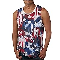 4th of July Patriotic Sleeveless Shirts Mens Beach Vacation Tank Tops Summer Crewneck Casual Comfy Workout Pullovers