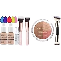 PHOERA Foundation Makeup for Wome Full Coverage Foundation Set,PHOERA Contour Palette,Shades with Highlighter & Bronzer & Blush,Non-greasy and Waterproof Contouring Makeup
