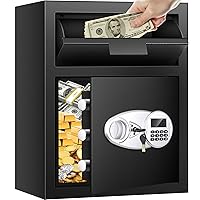 2.8 Cuft Depository Safe with Drop Slot, Anti-Theft Cash Drop Safe with Digital Keypad, Heavy Duty Money Drop Box with LED Display, Drop Safe for Business Mail Church
