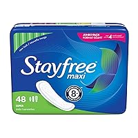 Stayfree Maxi Super Long Wingless Reliable Protection and Absorbency Pads For Women, 48 Count (Pack of 1)