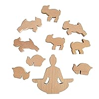 Genuine Fred Goat Yoga Wooden Stacking & Balance Game, Creative Game for All Ages, Solid Wood with Muslin Storage Bag, Enhance Focus and Problem Solving, Great White Elephant or Zen