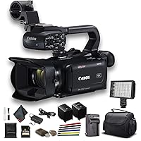 Canon XA40 Professional UHD 4K Camcorder (3666C002) W/Extra Battery, Padded Bag, 64GB Card, LED Light, and More Base Bundle