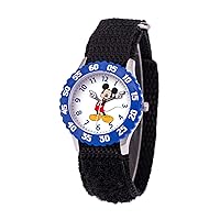 Disney Mickey Mouse Kids' Bezel Stainless Steel Time Teacher Analog Nylon Strap Watch