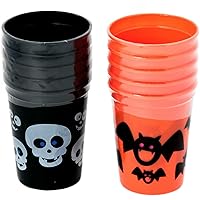 Chef Craft Select Plastic Halloween Cup, 10 Ounce Capacity 5 Piece Set, Black/Orange
