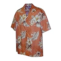 Pacific Legend Mens Plumeria Hibiscus Feather Fern Shirt