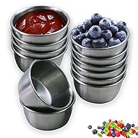 Stainless Steel Dip Sauce Bowls Mini Sauce Cups Condiment Salad Dressing Container Pudding Condiment Cups for Home Party Restaurants(12Pack 50ml）