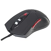 Manhattan Wired Optical Gaming USB-A Mouse with LEDs, 480 Mbps (USB 2.0), Six Button, Scroll Wheel, 800-2400 dpi, Black with Red Buttons, Box