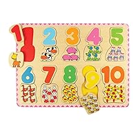 Bigjigs Toys Number and Colour Matching Puzzle - Educational Jigsaws