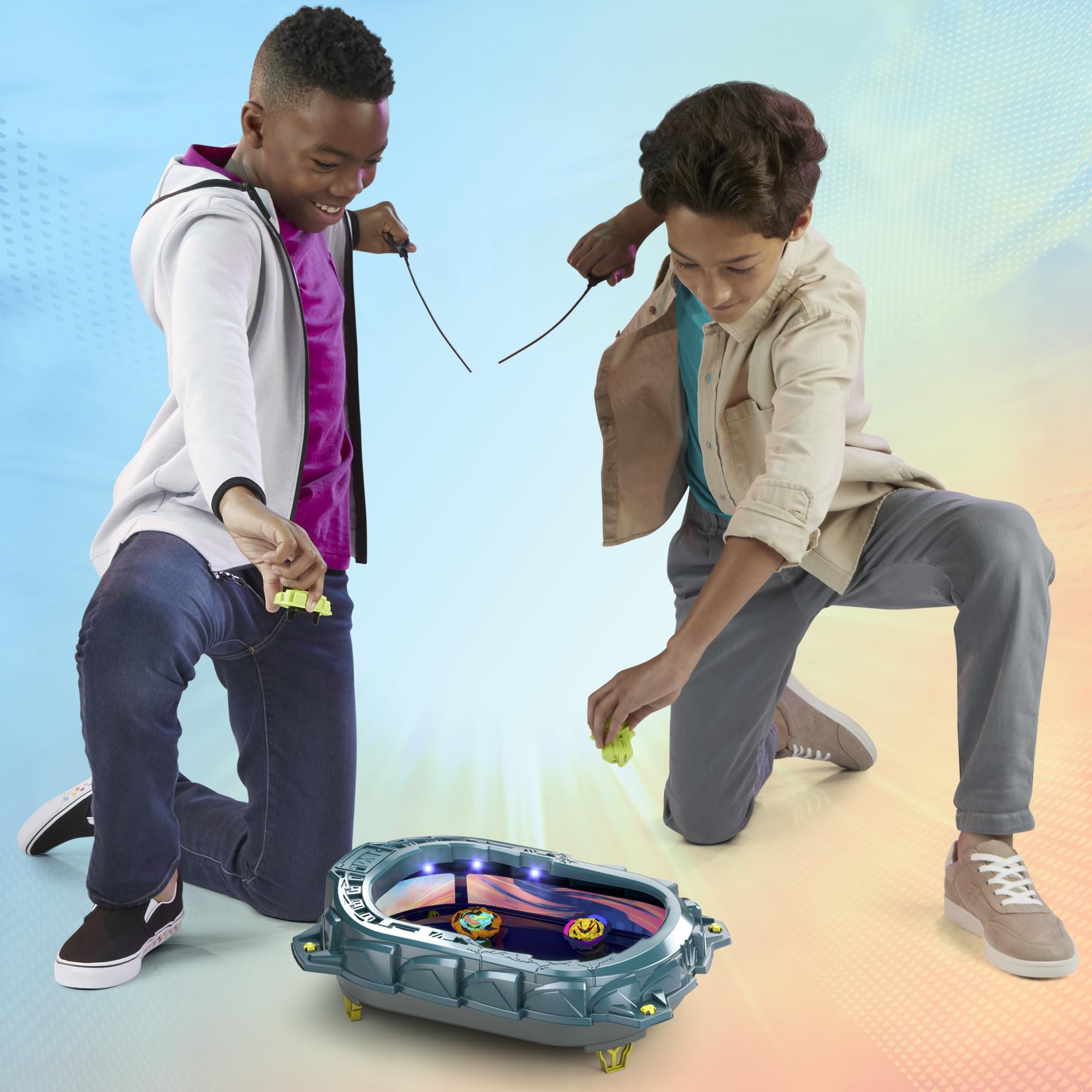 Beyblade Burst QuadStrike Light Ignite Battle Set Stadium, 2 Spinning Tops, and 2 Launchers, Toys for 8 Year Old Boys & Girls & Up (Amazon Exclusive)