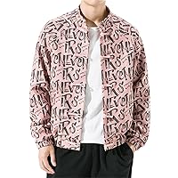 Chinese Style Men's Graphic Jacket Autumn Designer Casual Coat with Stand Collar