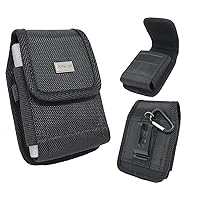 Carrying Case Holster Pouch Case for Razr (2023), Razr+ (2023), Razr (2020),Ultra Sturdy Black Canvas Nylon Pouch Metal Belt Clip Case w/Carabiner (Fit Protective Cover on)