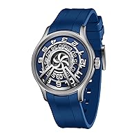 Galaxy Star Trek Mechanical Automatic Watch Mens Blue dial with Wheel and Numeral Super Blue Nightlight Rubber Waterproof Watches BLM-ZB