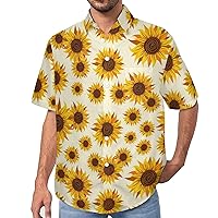 Sunflower Mens Short Sleeve Shirts Casual Button Down Lapel T-Shirt Summer Beach Tee Tops