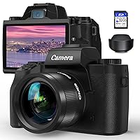 1080P Digital Camera, 24MP Vlogging Camera with SD Card, 16X Digital Zoom, Digital Cameras for Photography & Video, Support Time-Lapse Automatic Shooting, Digital Camera with Dual Camera, (Black)