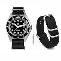 San Martin Dive Watches for Men SN0123G + 20mm One Piece Metal Buckle Watch Band Black