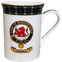 I Luv Ltd China Coffee Mug Farquharson Clan Crest Gold Rim Scottish Made