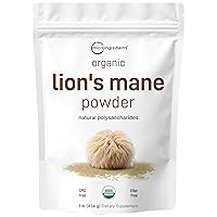 Organic Lions Mane Mushroom Supplement Powder, 16 Ounce | Nootropic for Mental Clarity Energy & Immune Support | Non-GMO Vegan