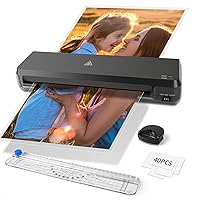 Laminator 13 Inch A3 Laminator Machine, 7 in 1 Desktop Thermal Laminator Never Jam with 40 Laminating Pouches, Paper Trimmer and Corner Rounder, Fast Warm-Up Home Office School Use, Black