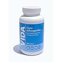 Organic Ashwagandha Stress and Anxiety Relief Supplement | May Enhance Mood, Memory + Boost Immunity. Made in USA (Non GMO, Vegan -120 Capsules)