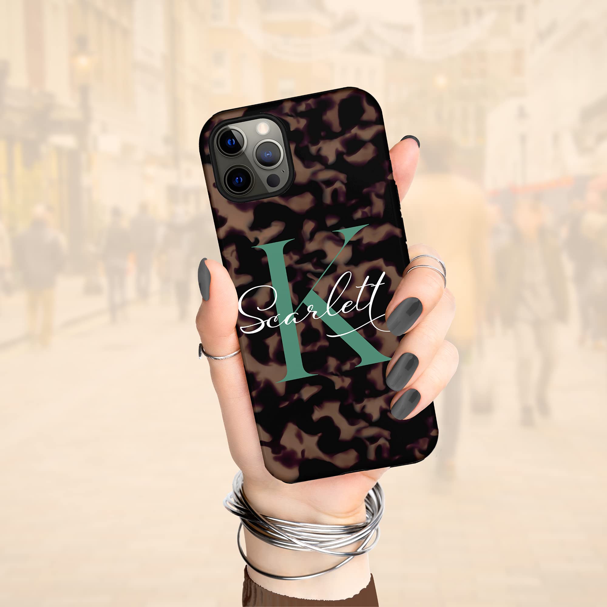 Artisticases Custom Tortoiseshell Monogram Initial Case, Personalized Name Case, Designed for iPhone 14 Plus, iPhone 13 Pro Max, iPhone 12 Mini, iPhone 11, iPhone X/XS Max, iPhone ‎XR, iPhone 7/8‎