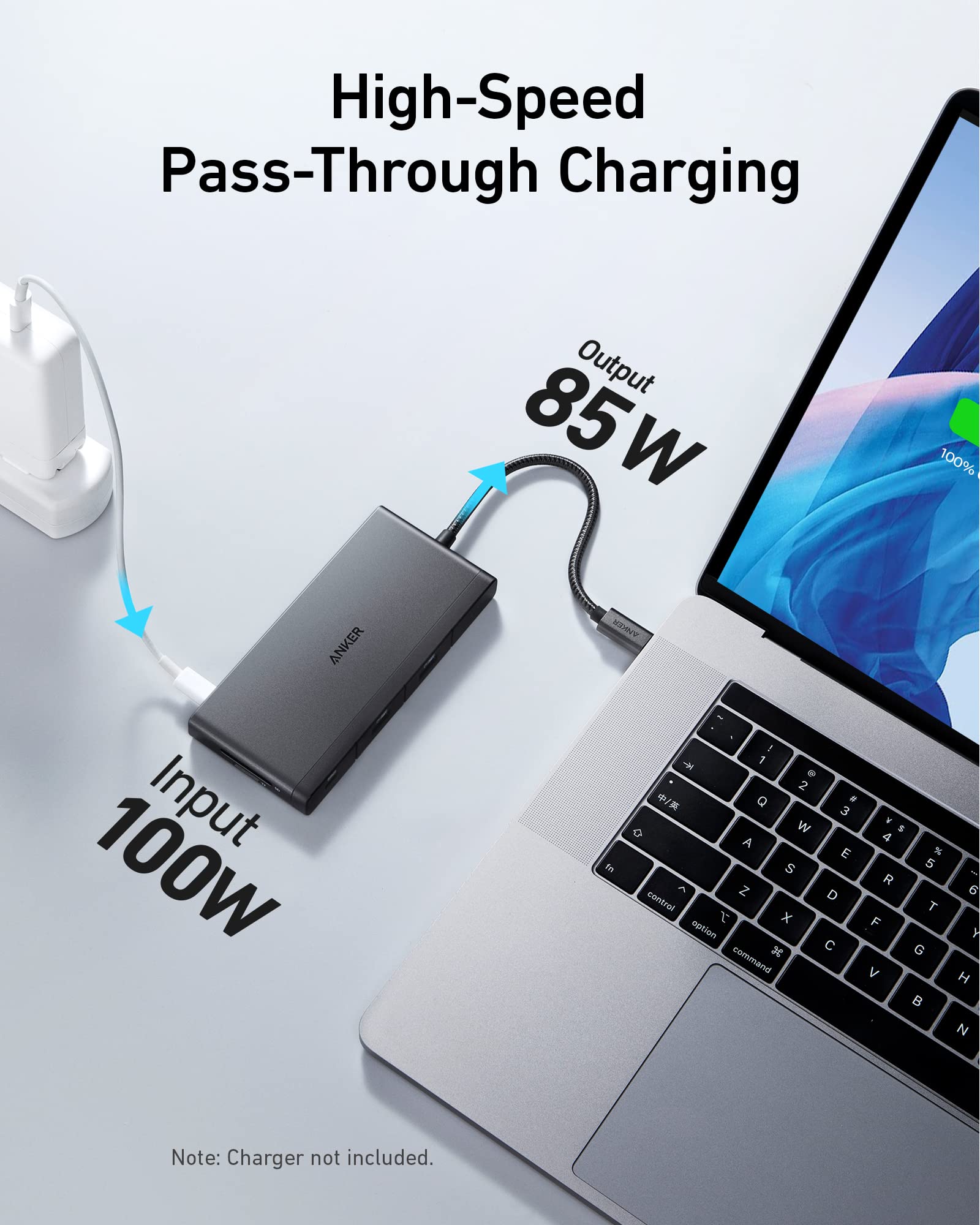 Anker USB C Hub, 552 USB-C Hub (9-in-1, 4K HDMI) with 100W Power Delivery, 4K@30Hz HDMI, 4 USB-C and USB-A Data Ports, Ethernet and SD/microSD Card Slot for MacBook, HP, Dell Laptops, and More