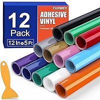 Permanent Vinyl for Cricut-12 Pack 12 Inch by 5 Feet Permanent Vinyl Rolls, Adhesive Vinyl for Cutting Machines, Signs, Scrapbooking, Craft, Die Cutters