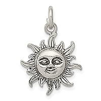 Sterling Silver Antiqued Sun Charm Fine Jewelry Gift For Her For Women