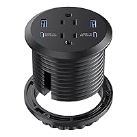 Desktop Power Grommet,GaN 65W USB C Fast Charging Port,2 AC Outlets,4 USB Ports in to The Top of Your Desk,Flush Mount Power Grommet 3-inch Hole,Countertop Outlet