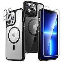 TAURI 5 in 1 Magnetic for iPhone 13 Pro Case, with 2X Screen Protector + 2X Camera Lens Protector, 10 FT Drop Protection, Compatible with Magsafe Case for iPhone 13 Pro Phone Case 6.1 inch - Black