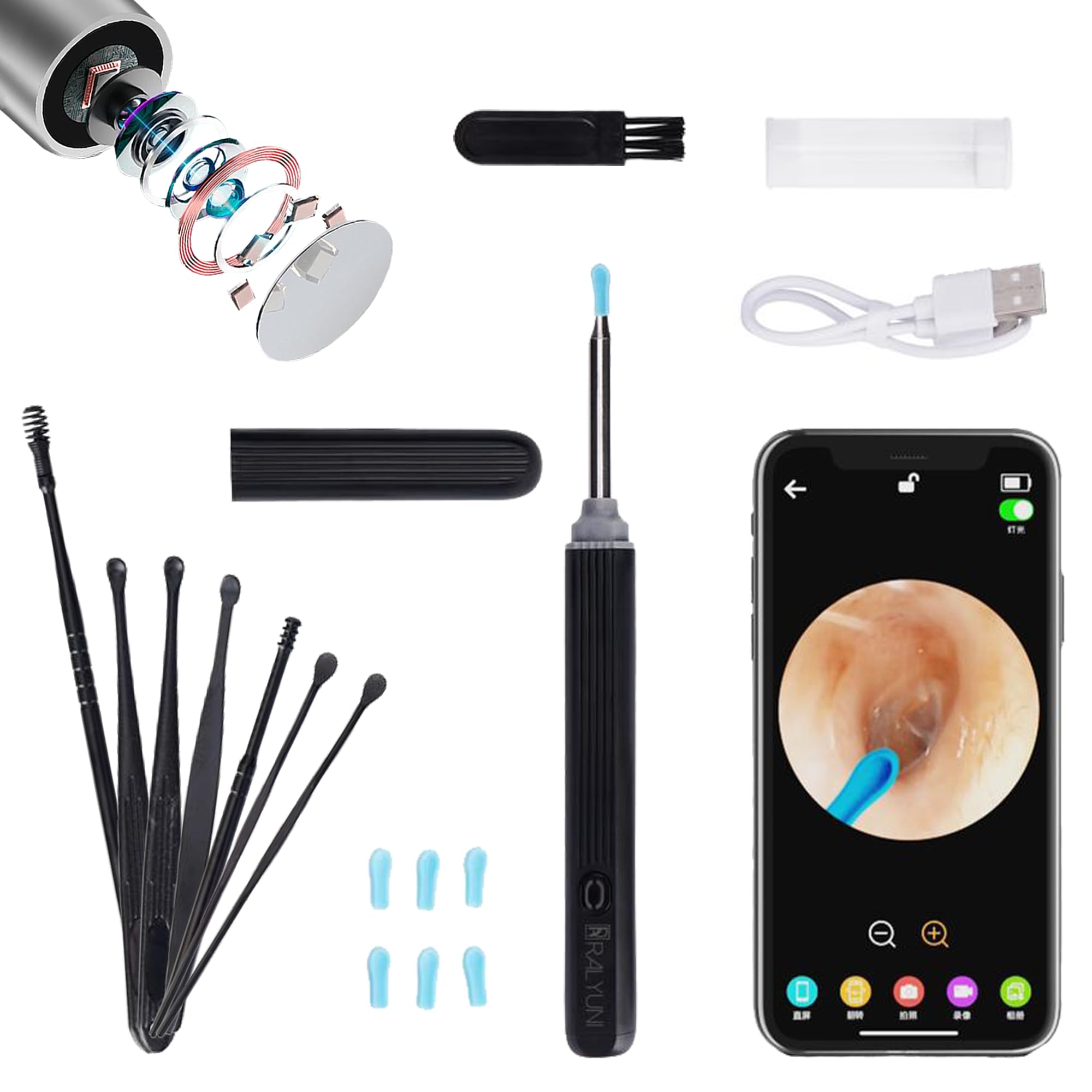 Ear Wax Removal Cleaner,Ear Endoscope with LED Lights for Ear Wax Removal Tool 1080P HD Camera Otoscope Compatible iPhone,iPad & Android,Ear Wax Removal Cleaner with Camera