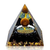 Tiger's Eye Stone Orgone Pyramid for Positive Energy, Crystal Orgonite Protection Crystals Energy Generator Stress Reduce Yoga Reiki Healing Meditation Attract Wealth Lucky Blanacing Chak