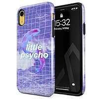 Compatible with iPhone Xr Case Little Psycho Kawaii Stay Weird Real Grid Mesh Trippy Acid Ocean Water Sea Waves Shockproof Dual Layer Hard Shell + Silicone Protective Cover