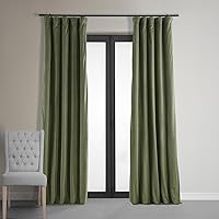 HPD Half Price Drapes Signature Velvet Thermal Blackout Curtains for Living Room 96 Inch Long (1 Panel) Rod Pocket Insulated Blackout Curtains for Bedroom Window Curtains, 50W x 96L, Hunter Green