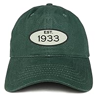 Trendy Apparel Shop Established 1933 Embroidered 91st Birthday Gift Soft Crown Cotton Cap