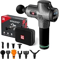 SM Percussion Massage Gun Deep Tissue for Athletes | Cordless Handheld 30-Speed Percussive Muscle Massage Therapy + 6 Heads, LCD Screen & Carry Case | for Back, Neck & Body Pain Recovery