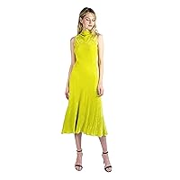 Sies Marjan Chartreuse Fit and Flare Cocktail Party Midi Dress