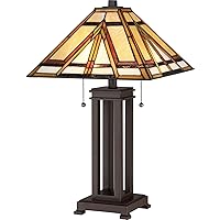 Quoizel TF2095TRS Gibbons Classic Mission Design with Earth-Tone Hues Tiffany Table Lamp, 2-Light 150 Total Watts, 23